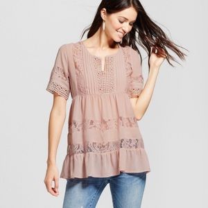 Crocheted Lace Peplum Blouse